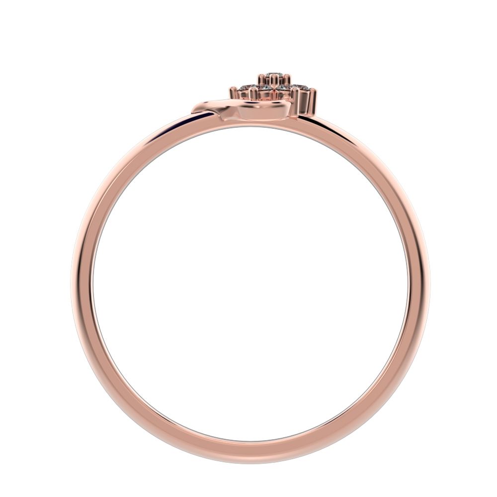0.0525 ct Round Cut Moissanite dainty Minimalist star heart halo cluster floral 14K / 18K Solid Rose Gold everyday ring