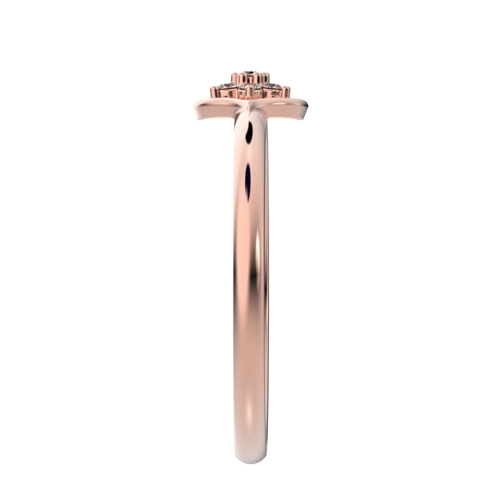 0.0525 ct Round Cut Moissanite dainty Minimalist star heart halo cluster floral 14K / 18K Solid Rose Gold everyday ring