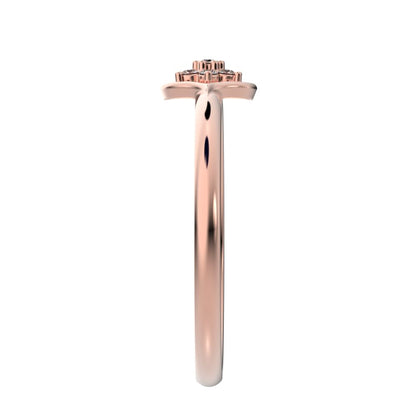 0.0525 ct Round Cut Moissanite dainty Minimalist star heart halo cluster floral 14K / 18K Solid Rose Gold everyday ring