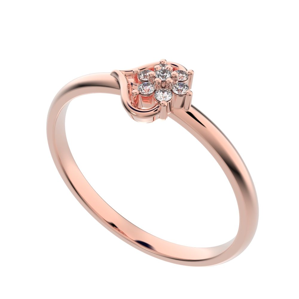 0.0525 ct Round Cut Simulated Clear Diamond dainty Minimalist star heart halo cluster floral 14K / 18K Solid Rose Gold everyday ring