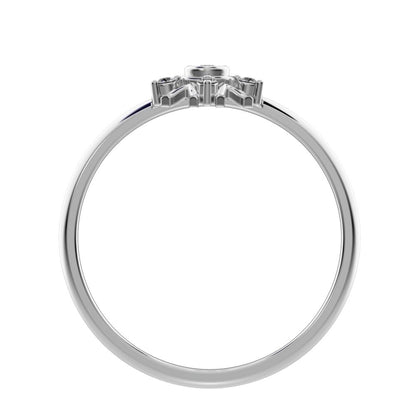0.06 ct Round Cut Moissanite dainty Minimalist star bezel halo cluster floral 14K / 18K Solid White Gold everyday ring
