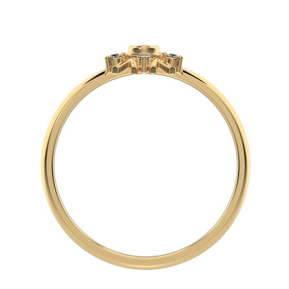 0.06 ct Round Cut Moissanite dainty Minimalist star bezel halo cluster floral 14K / 18K Solid Yellow Gold everyday ring