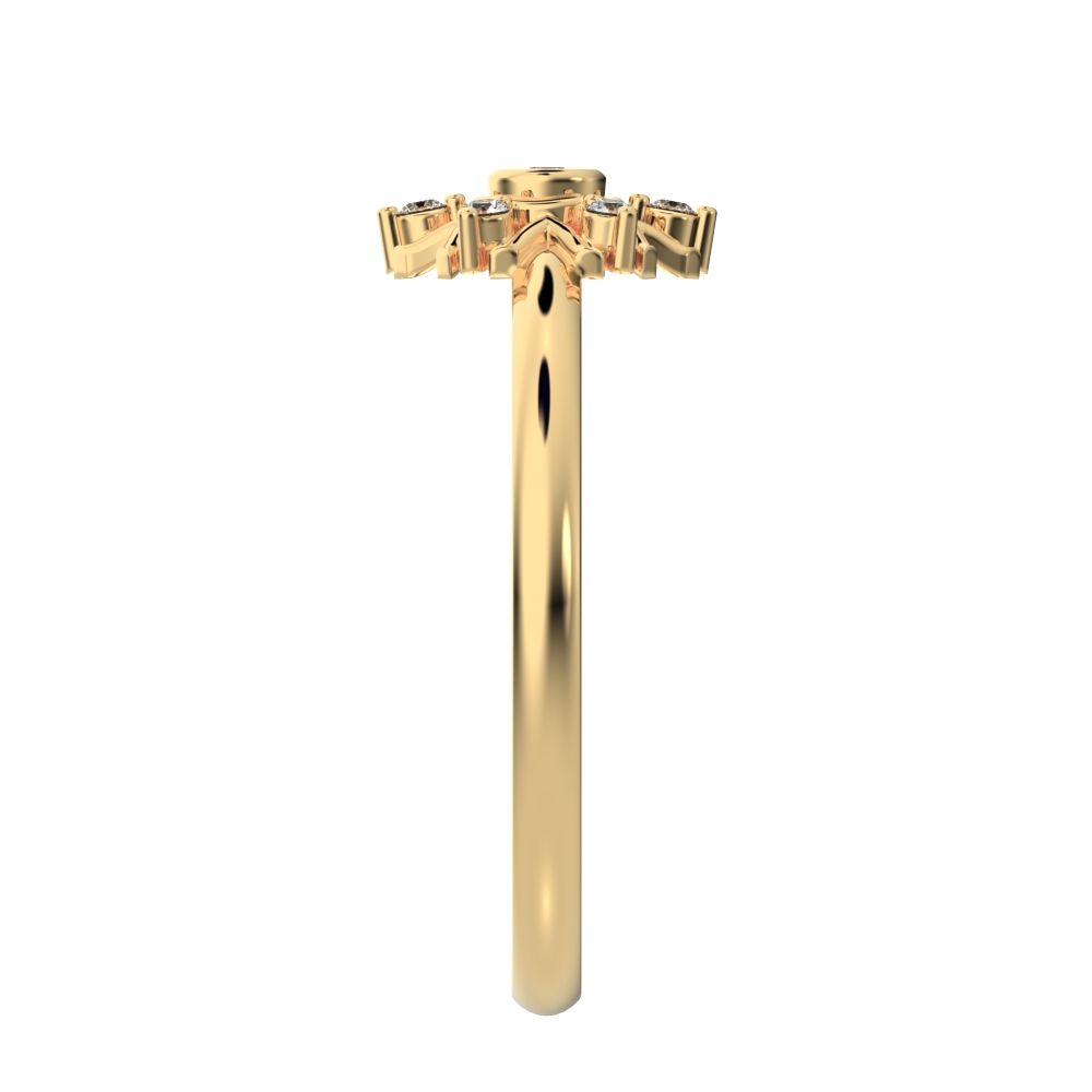 0.06 ct Round Cut Moissanite dainty Minimalist star bezel halo cluster floral 14K / 18K Solid Yellow Gold everyday ring