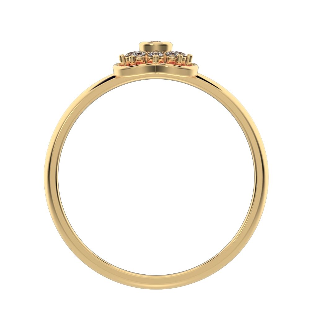 0.095 ct Round Cut Simulated Clear Diamond dainty Minimalist star bezel halo clover leaf halo 14K / 18K Solid Yellow Gold everyday ring
