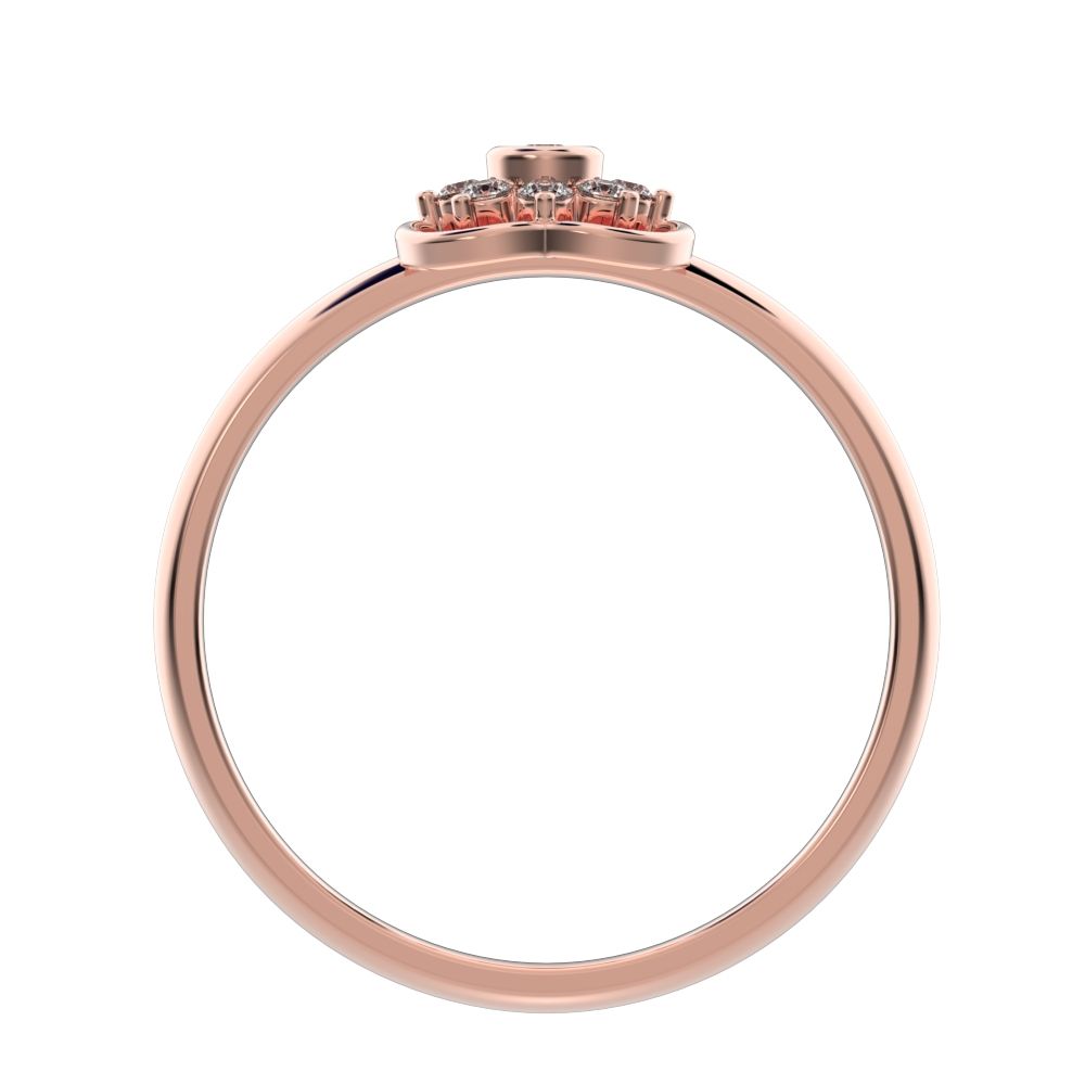 0.095 ct Round Cut Moissanite dainty Minimalist star bezel halo clover leaf halo 14K / 18K Solid Rose Gold everyday ring