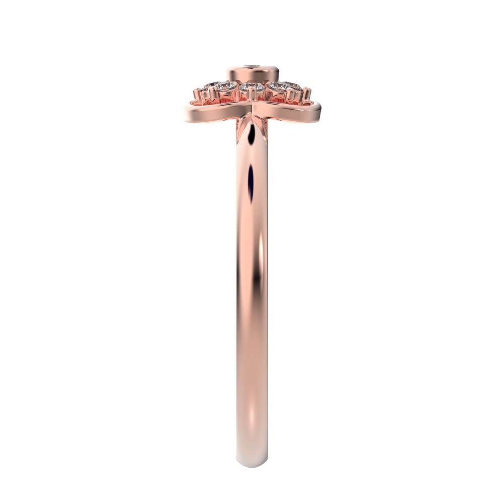 0.095 ct Round Cut Moissanite dainty Minimalist star bezel halo clover leaf halo 14K / 18K Solid Rose Gold everyday ring