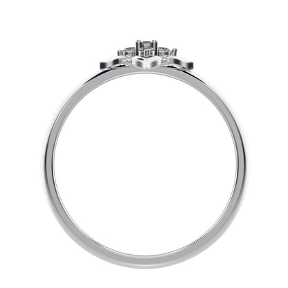 0.05 ct Round Cut Moissanite dainty Minimalist star heart halo floral petal 14K / 18K Solid White Gold everyday ring