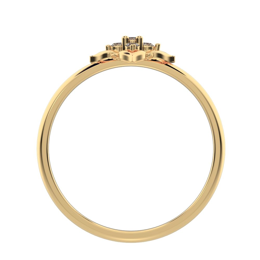 0.05 ct Round Cut Simulated Clear Diamond dainty Minimalist star heart halo floral petal 14K / 18K Solid Yellow Gold everyday ring