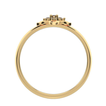 0.05 ct Round Cut Simulated Clear Diamond dainty Minimalist star heart halo floral petal 14K / 18K Solid Yellow Gold everyday ring