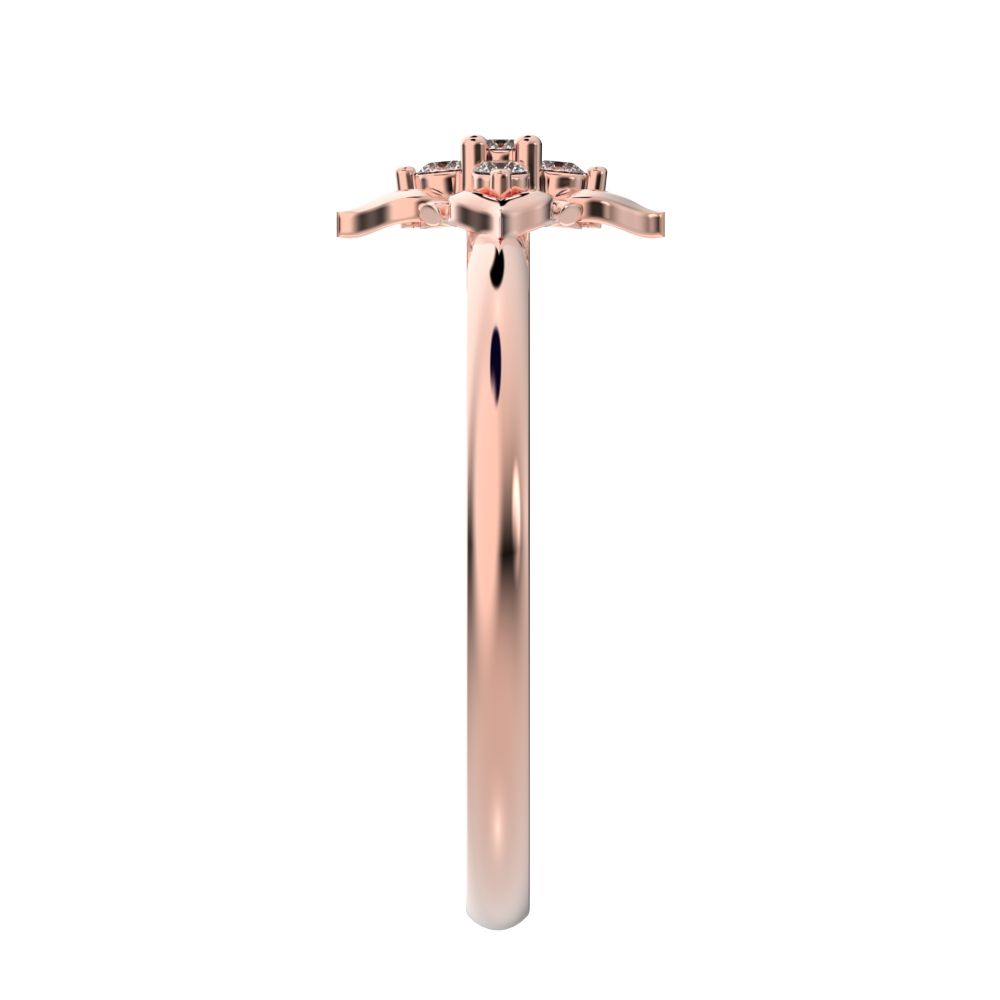 0.05 ct Round Cut Moissanite dainty Minimalist star heart halo floral petal 14K / 18K Solid Rose Gold everyday ring