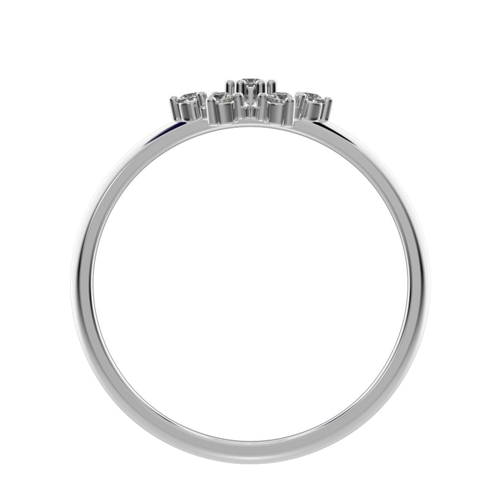 0.075 ct Round Cut Simulated Clear Diamond dainty Minimalist star heart halo floral snow flake 14K / 18K Solid White Gold everyday ring
