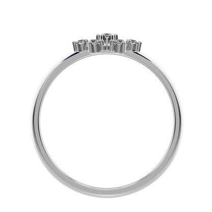 0.075 ct Round Cut Moissanite dainty Minimalist star heart halo floral snow flake 14K / 18K Solid White Gold everyday ring