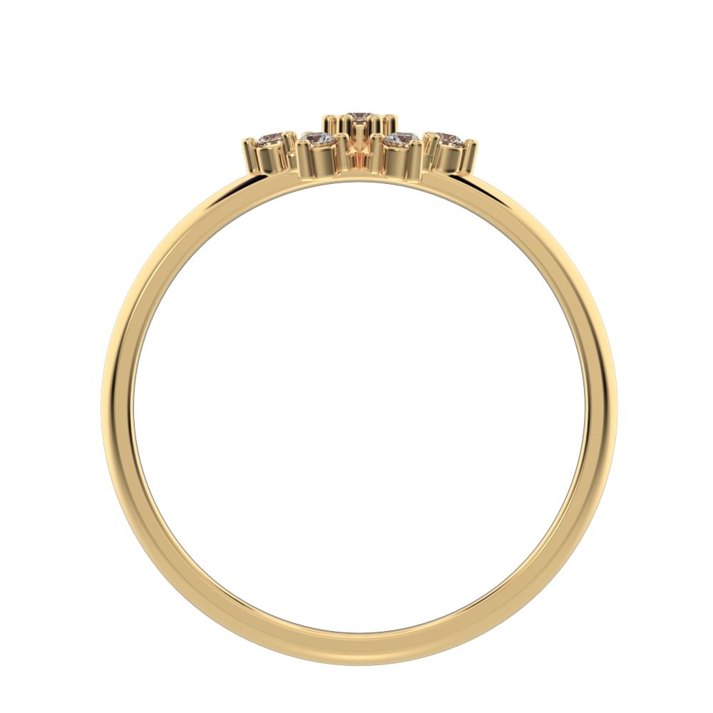 0.075 ct Round Cut Simulated Clear Diamond dainty Minimalist star heart halo floral snow flake 14K / 18K Solid Yellow Gold everyday ring