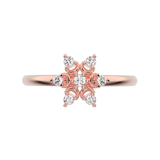 0.075 ct Round Cut Simulated Clear Diamond dainty Minimalist star heart halo floral snow flake 14K / 18K Solid Rose Gold everyday ring