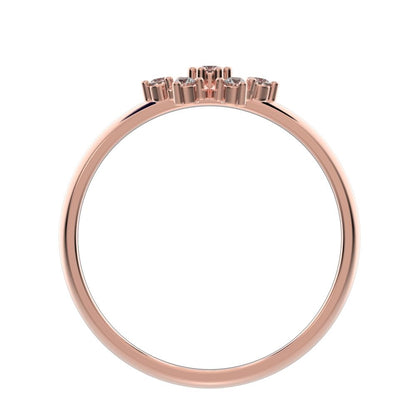 0.075 ct Round Cut Simulated Clear Diamond dainty Minimalist star heart halo floral snow flake 14K / 18K Solid Rose Gold everyday ring