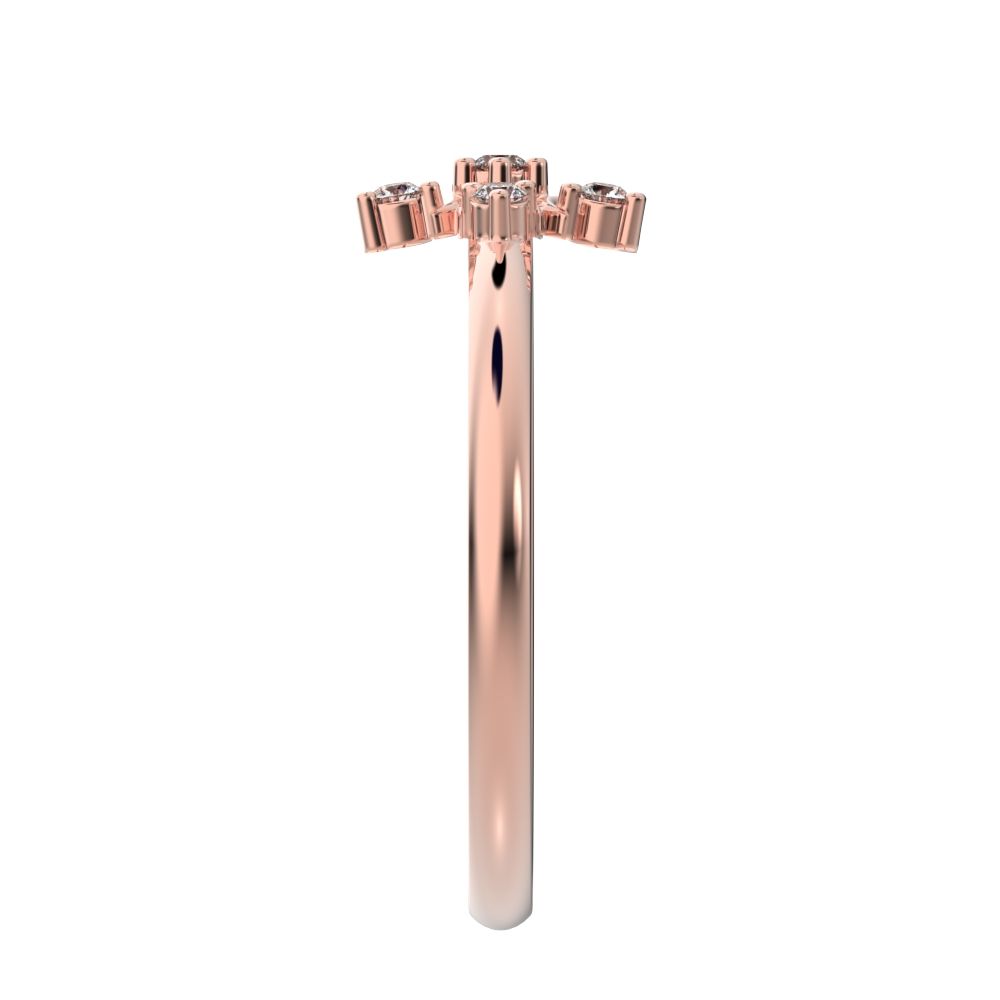 0.075 ct Round Cut Simulated Clear Diamond dainty Minimalist star heart halo floral snow flake 14K / 18K Solid Rose Gold everyday ring