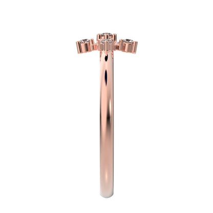 0.075 ct Round Cut Moissanite dainty Minimalist star heart halo floral snow flake 14K / 18K Solid Rose Gold everyday ring