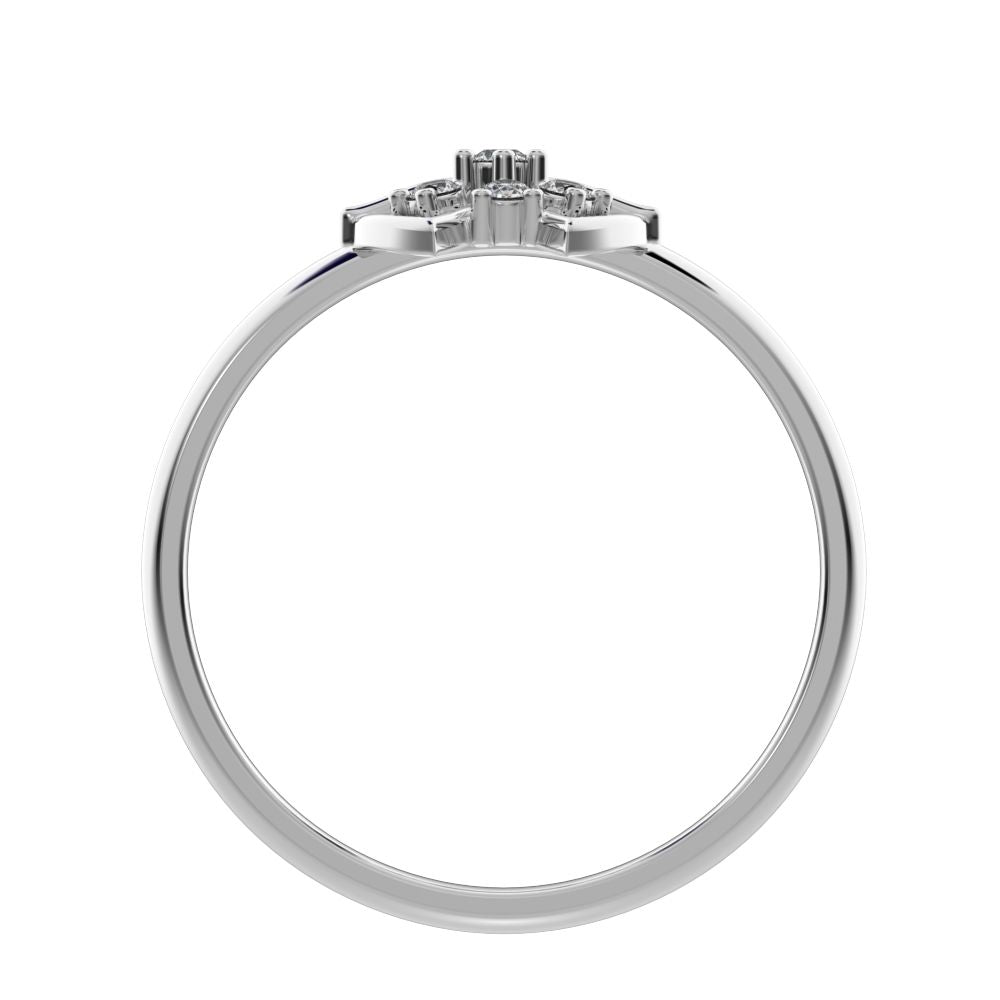 0.075 ct Round Cut Moissanite dainty Minimalist star heart halo floral cluster halo 14K / 18K Solid White Gold everyday ring
