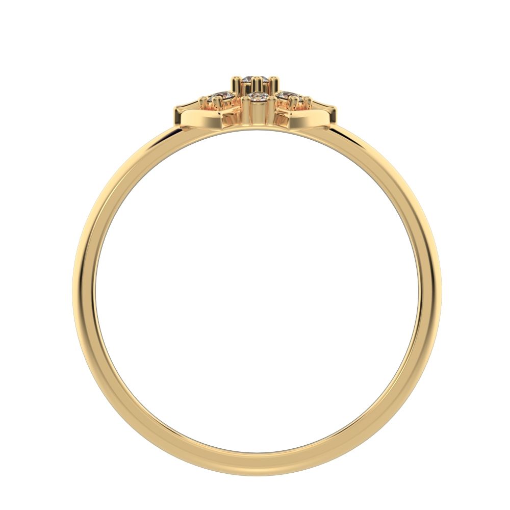 0.075 ct Round Cut Moissanite dainty Minimalist star heart halo floral cluster halo 14K / 18K Solid Yellow Gold everyday ring