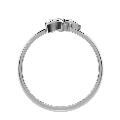 0.06 ct Round Cut Moissanite dainty Minimalist star heart halo floral petal cluster 14K / 18K Solid White Gold everyday ring