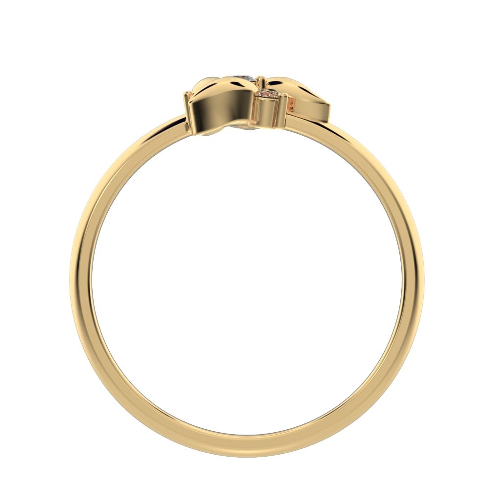 0.06 ct Round Cut Simulated Clear Diamond dainty Minimalist star heart halo floral petal cluster 14K / 18K Solid Yellow Gold everyday ring
