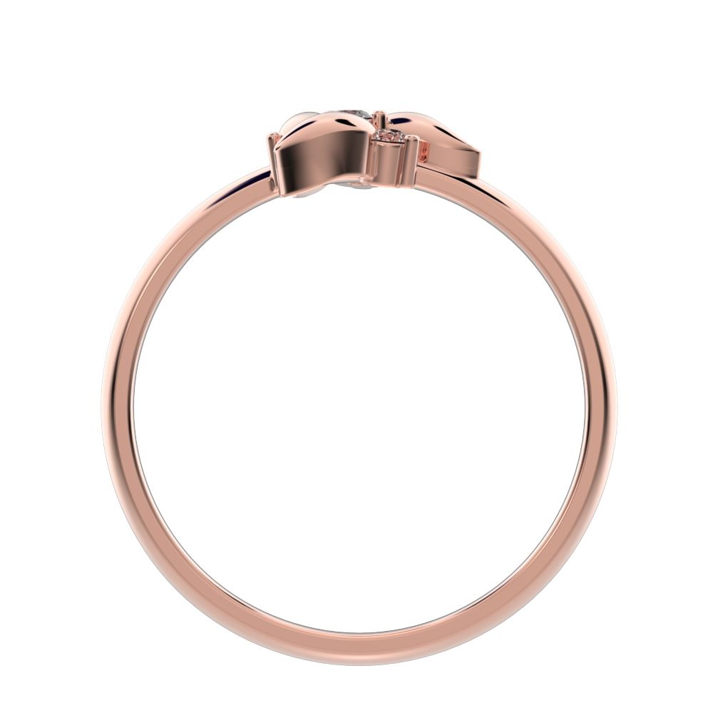 0.06 ct Round Cut Simulated Clear Diamond dainty Minimalist star heart halo floral petal cluster 14K / 18K Solid Rose Gold everyday ring