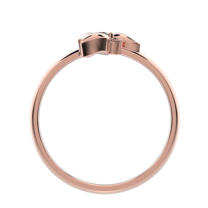 0.06 ct Round Cut Simulated Clear Diamond dainty Minimalist star heart halo floral petal cluster 14K / 18K Solid Rose Gold everyday ring