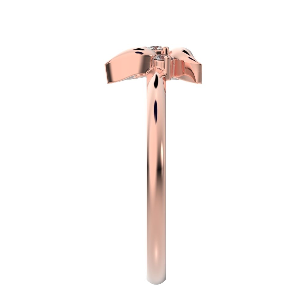 0.06 ct Round Cut Simulated Clear Diamond dainty Minimalist star heart halo floral petal cluster 14K / 18K Solid Rose Gold everyday ring