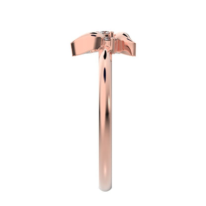 0.06 ct Round Cut Moissanite dainty Minimalist star heart halo floral petal cluster 14K / 18K Solid Rose Gold everyday ring