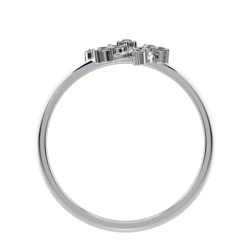 0.13 ct Round Cut Moissanite dainty Minimalist star heart halo floral cluster halo 14K / 18K Solid White Gold everyday ring