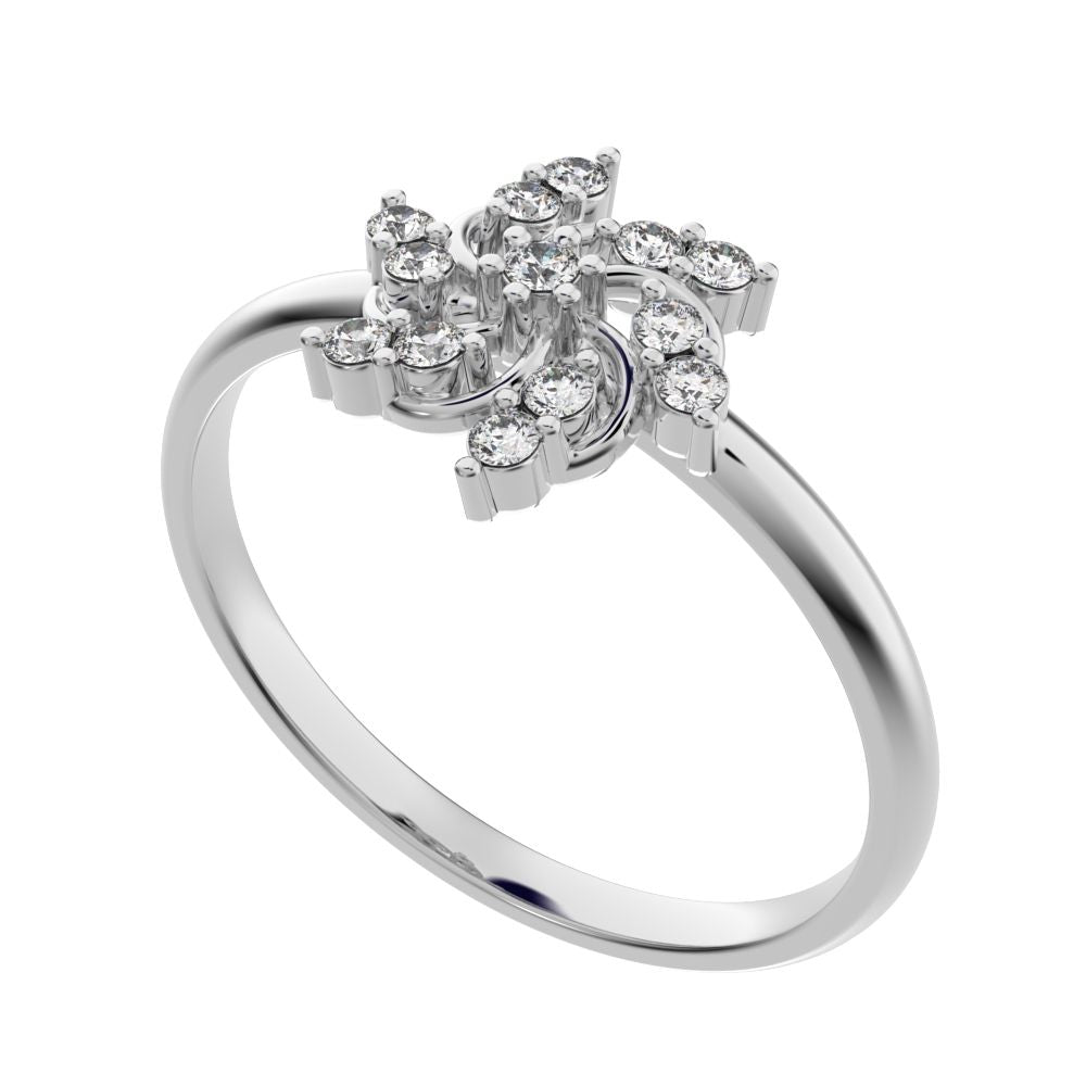 0.13 ct Round Cut Simulated Clear Diamond dainty Minimalist star heart halo floral cluster halo 14K / 18K Solid White Gold everyday ring