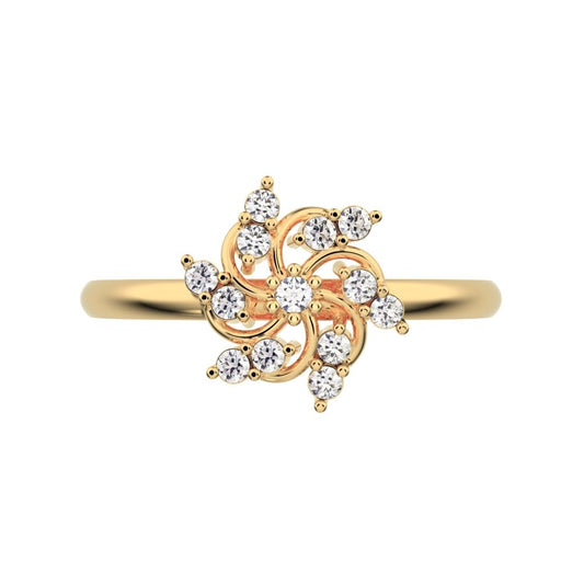 0.13 ct Round Cut Moissanite dainty Minimalist star heart halo floral cluster halo 14K / 18K Solid Yellow Gold everyday ring