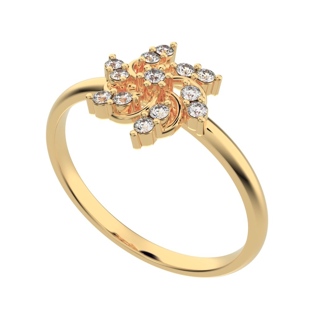 0.13 ct Round Cut Moissanite dainty Minimalist star heart halo floral cluster halo 14K / 18K Solid Yellow Gold everyday ring