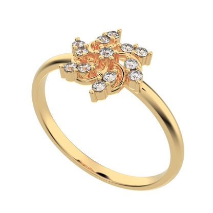 0.13 ct Round Cut Moissanite dainty Minimalist star heart halo floral cluster halo 14K / 18K Solid Yellow Gold everyday ring