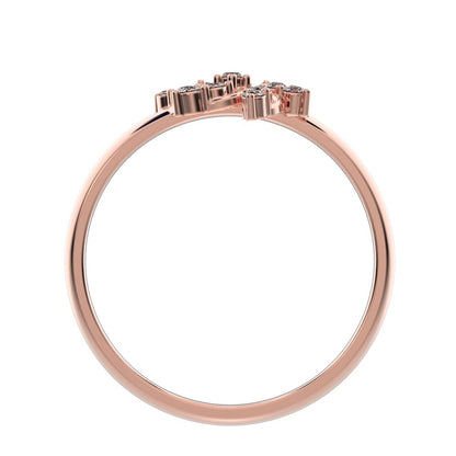 0.13 ct Round Cut Moissanite dainty Minimalist star heart halo floral cluster halo 14K / 18K Solid Rose Gold everyday ring