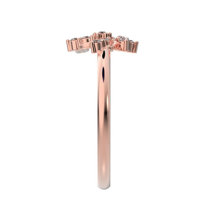 0.13 ct Round Cut Moissanite dainty Minimalist star heart halo floral cluster halo 14K / 18K Solid Rose Gold everyday ring