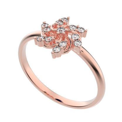 0.13 ct Round Cut Simulated Clear Diamond dainty Minimalist star heart halo floral cluster halo 14K / 18K Solid Rose Gold everyday ring
