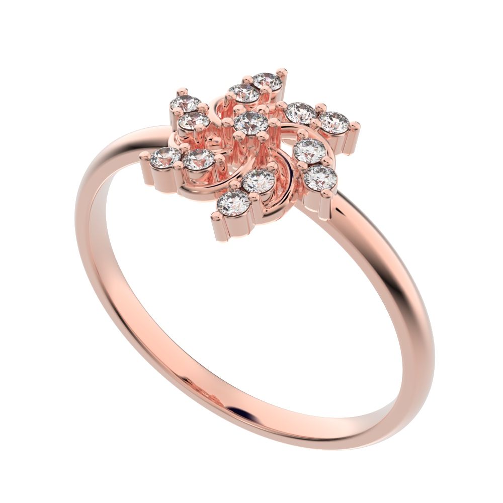 0.13 ct Round Cut Moissanite dainty Minimalist star heart halo floral cluster halo 14K / 18K Solid Rose Gold everyday ring
