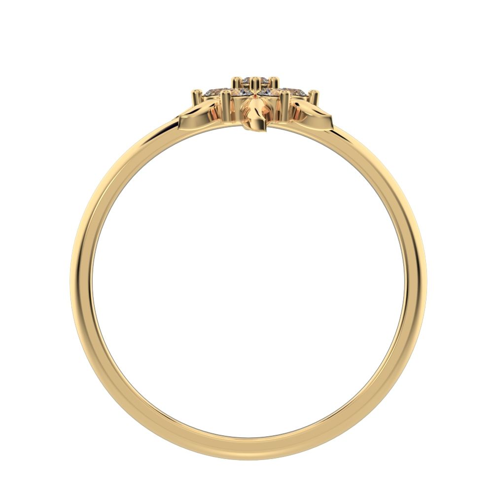 0.105 ct Round Cut Moissanite dainty Minimalist star eye halo floral petal cluster 14K / 18K Solid Yellow Gold everyday ring