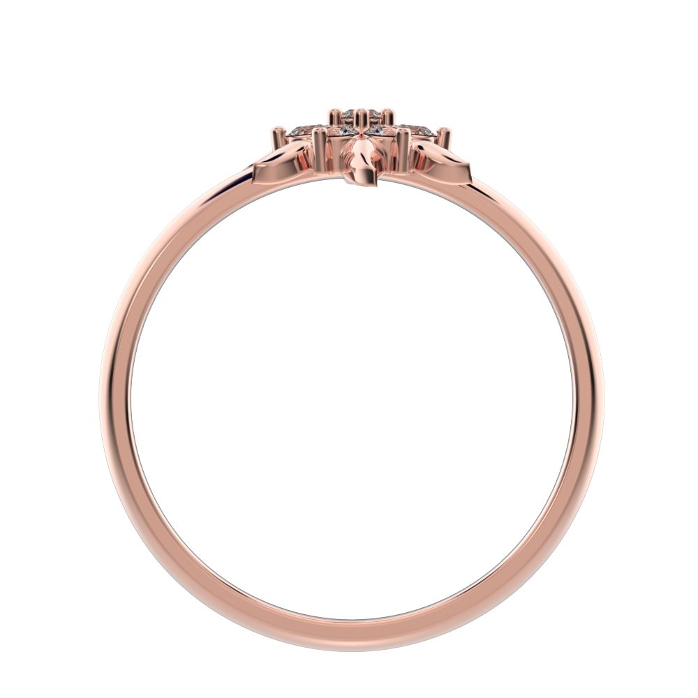 0.105 ct Round Cut Simulated Clear Diamond dainty Minimalist star eye halo floral petal cluster 14K / 18K Solid Rose Gold everyday ring