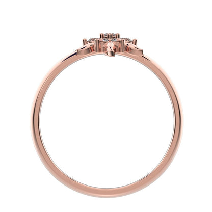 0.105 ct Round Cut Moissanite dainty Minimalist star eye halo floral petal cluster 14K / 18K Solid Rose Gold everyday ring