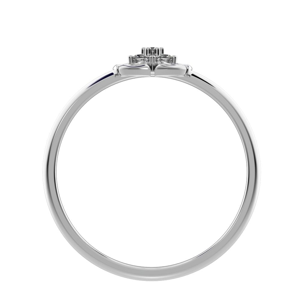 0.0525 ct Round Cut Simulated Clear Diamond dainty Minimalist star floral halo pyramid halo 14K / 18K Solid White Gold everyday ring