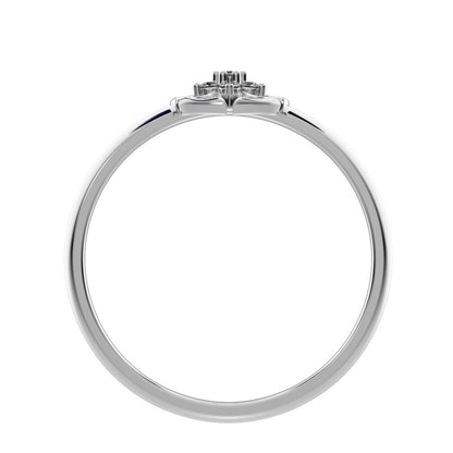 0.0525 ct Round Cut Moissanite dainty Minimalist star floral halo pyramid cluster halo 14K / 18K Solid White Gold everyday ring