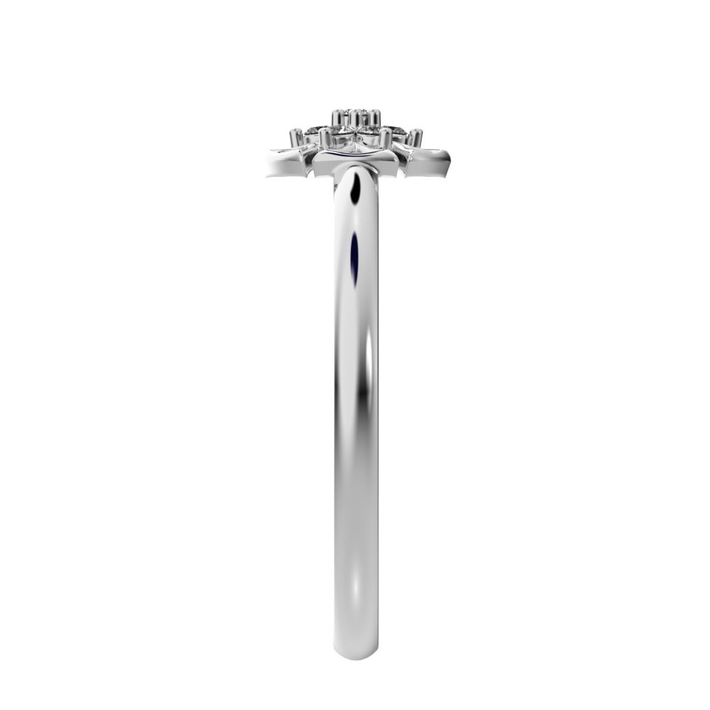 0.0525 ct Round Cut Simulated Clear Diamond dainty Minimalist star floral halo pyramid halo 14K / 18K Solid White Gold everyday ring