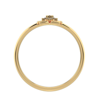 0.0525 ct Round Cut Simulated Clear Diamond dainty Minimalist star floral halo pyramid halo 14K / 18K Solid Yellow Gold everyday ring