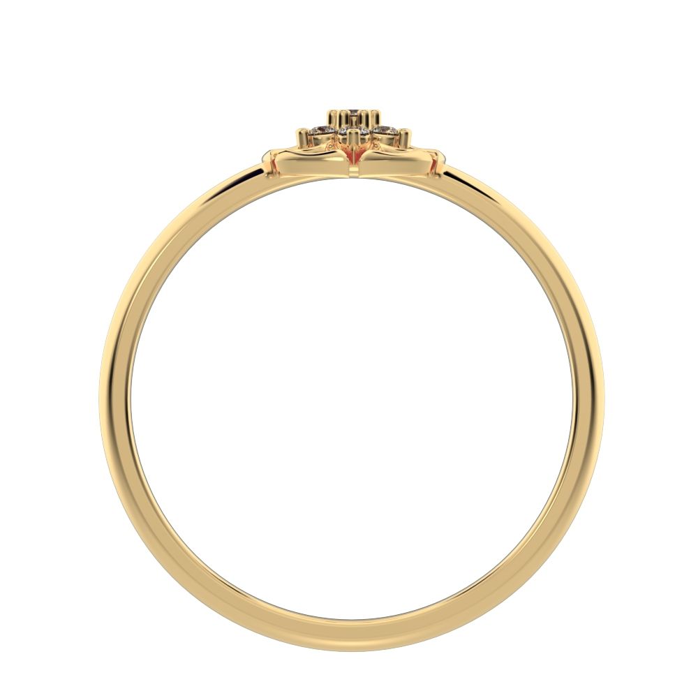 0.0525 ct Round Cut Moissanite dainty Minimalist star floral halo pyramid cluster halo 14K / 18K Solid Yellow Gold everyday ring