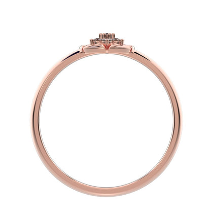 0.0525 ct Round Cut Moissanite dainty Minimalist star floral halo pyramid cluster halo 14K / 18K Solid Rose Gold everyday ring