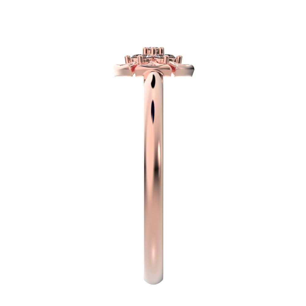 0.0525 ct Round Cut Moissanite dainty Minimalist star floral halo pyramid cluster halo 14K / 18K Solid Rose Gold everyday ring