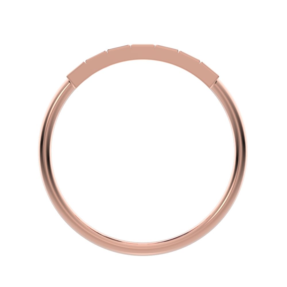 0.35Ct Baguette Cut Simulated Clear Diamond dainty Stackable Minimalist bezel Half Eternity 14K / 18K Solid Rose Gold everyday wedding band