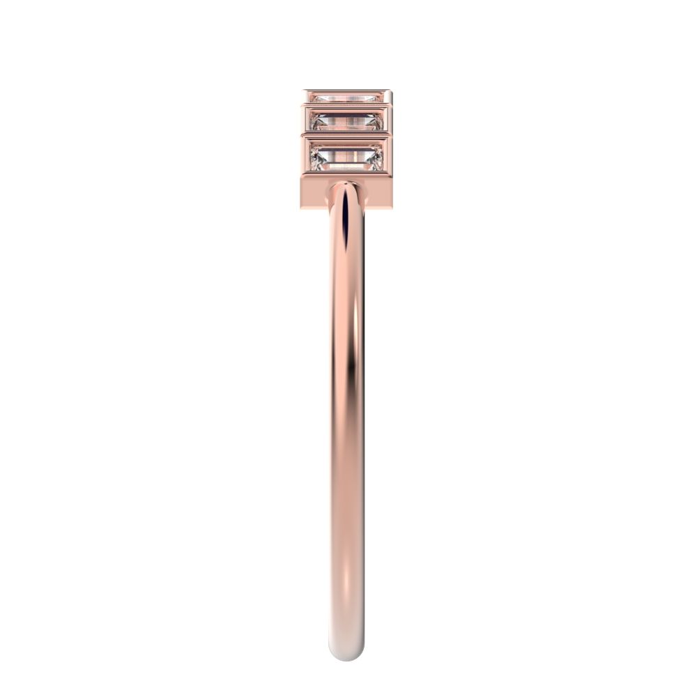 0.35 ct Baguette Cut Moissanite dainty Stackable Minimalist bezel Half Eternity 14K / 18K Solid Rose Gold everyday wedding band